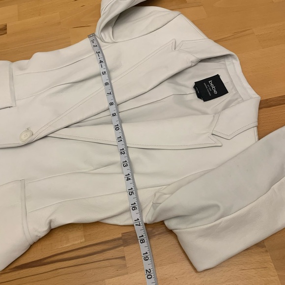 bebe white ivory genuine leather one button blazer/jacket size S - Picture 13 of 16